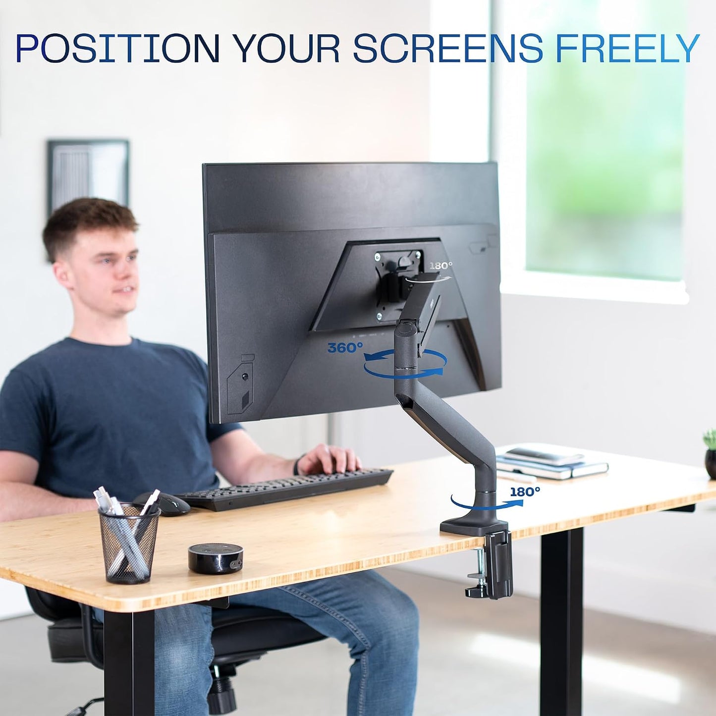 VIVO Premium Aluminum Height Adjustable Single Monitor Articulating Desk Mount Stand w/Gas Spring Arm Fits up to 32" Screen (STAND-V001Q)