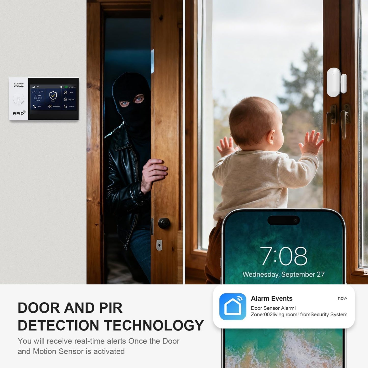 PGST Wireless Home Alarm System,Smart Home Security Systems with 4G SMS/Tuya App Instant Alerts,Motion Detector,Door Alarm Sensors,Compatible with Alexa and Google Home,No Monthly Fee