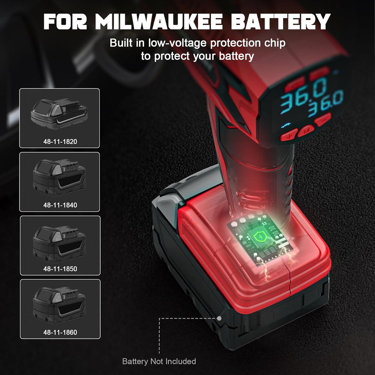 Tire Inflator Air Compressor Compatible with Milwaukee 18V Battery, LIVOWALNY 160 PSI Cordless Portable Electric Air Pump 2026 Bigger LCD Digital Pressure Gauge for Car, Bike, Sport Ball (Tool Only)