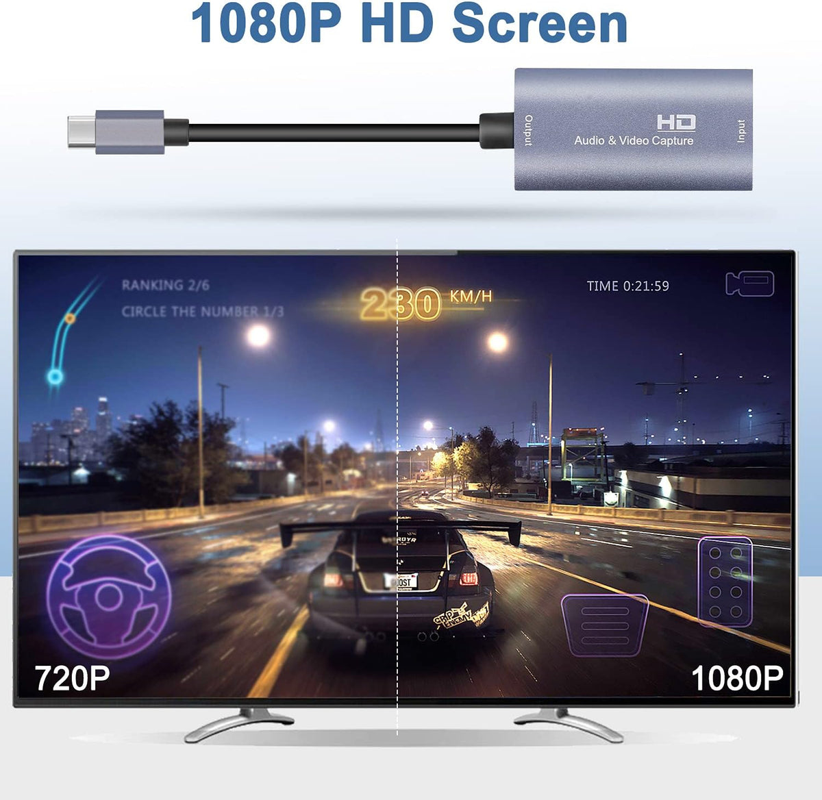 Guermok Video Capture Card, 4K USB3.0 HDMI to USB C, 1080P 60FPS & 2K 30FPS | Capture Card for Streaming, Compatible with iPad Mac OS Windows, Quest 3, OBS, PS5/4, Switch2/1, Xbox, Camera (Silver)