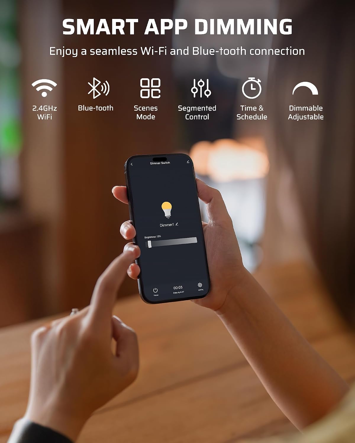 DEWENWILS Smart Dimmer Plug with Remote for Patio Lights, 2.4GHz Only | Remote/App/Voice Control, 2 Grounded Outlets, 100FT Range, Stepless Dimming, Support 200W Dimmable LED/400W Tungsten Bulbs