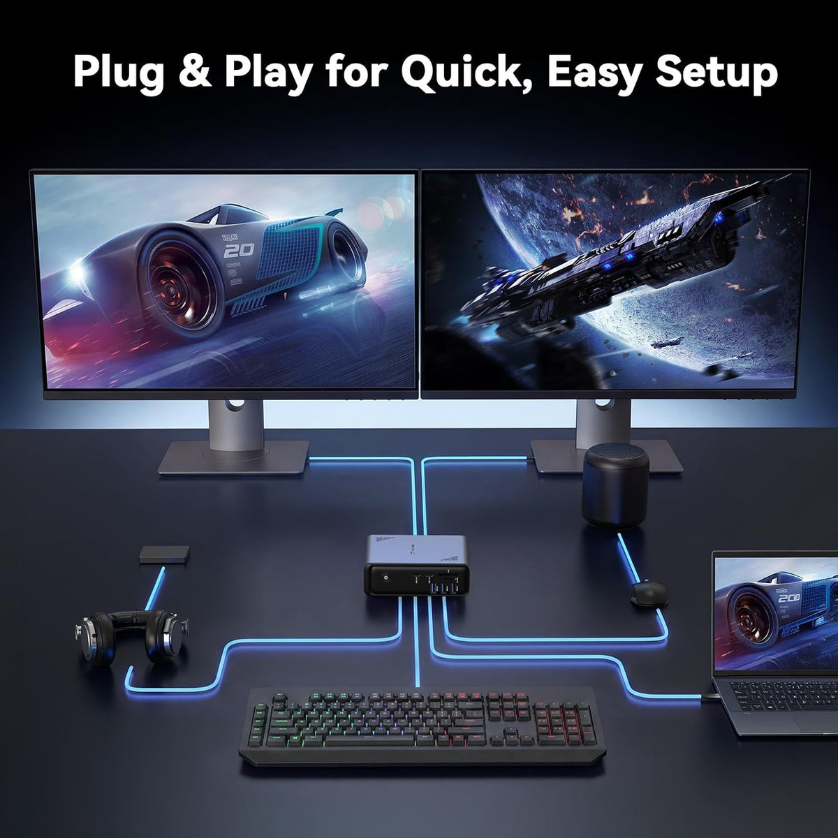 TobenONE 19-in-1 Laptop Docking Station Dual Monitor,10 USB C/A,2×4K HDMI