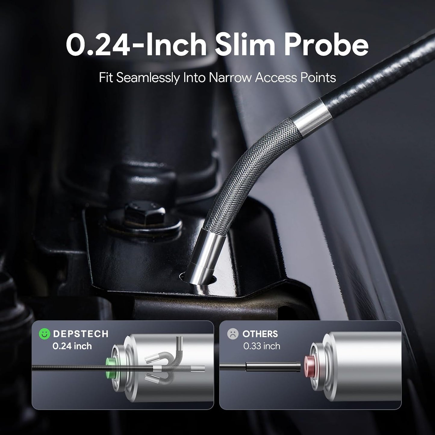 DEPSTECH 5" IPS Screen Articulating Borescope, Endoscope Camera with Light | 5FT 1080P Inspection Camera,Photos & Videos,0.24Inch 210° Two-Way Probe,32G TF Card,IP67 Waterproof for Automotive,Drain,HVAC