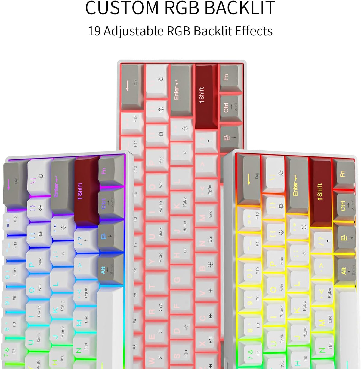 Newmen GM610 60% Wireless Mechanical Gaming Keyboard (Linear Red Switch) | 60% Wireless Gaming Mechanical Keyboard,Wired/Bluetooth/2.4G RGB Backlit, Anti-Ghosting Keys,Programmable,Hot-Swappable