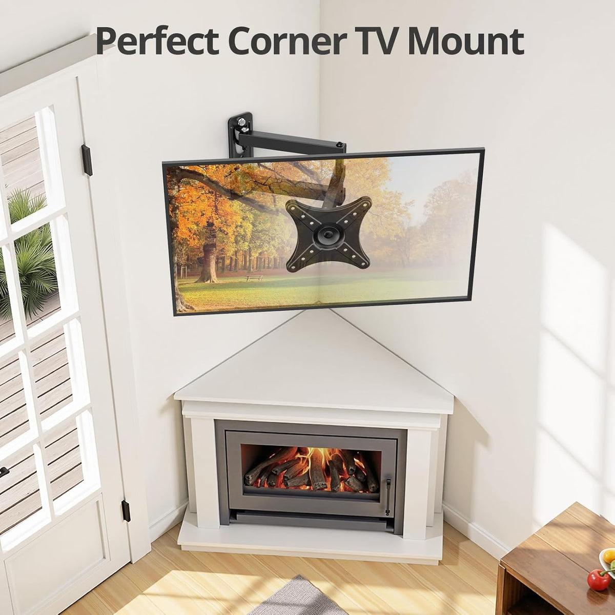 Full Motion TV Monitor Wall Mount Bracket for Most 13-32 Inch LED LCD Flat Curved Screen, Max VESA 100x100mm up to 33lbs, 360° Rotation Swivel Tilt Extension，Adjustable Articulating Arms