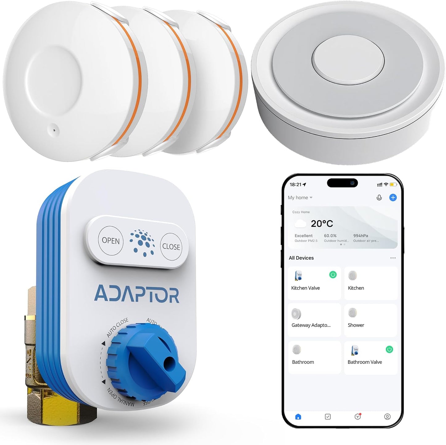 Zigbee Smart Water Shut Off Valve 3/4 Inch Leak Defense (Hub Req) | Automatic pipeline shutoff actuator, smart home flood security system, 17 seconds emergency trigger, solid brass housing