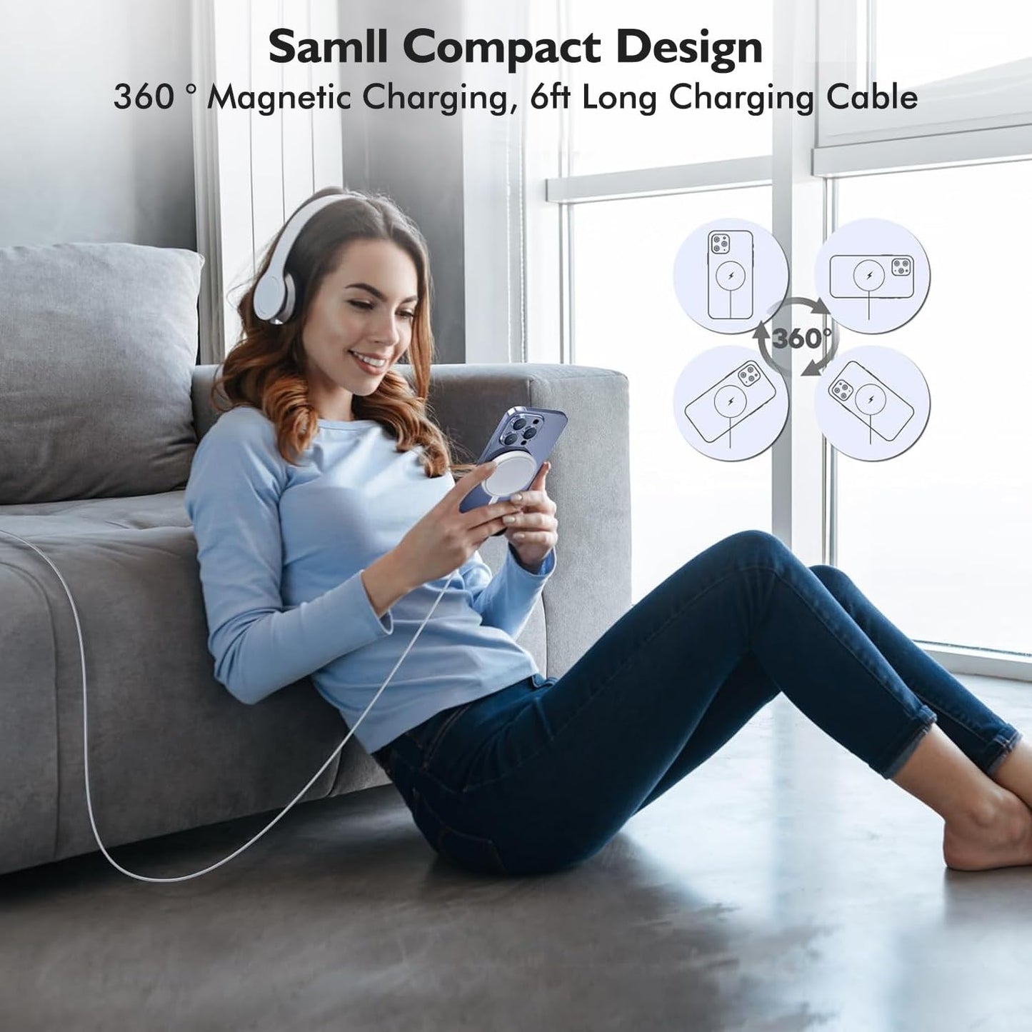 Magnetic Charger for iPhone 17,Mag-Safe Fast Wireless Charging 2Pack 15W 6Foot Magnetic Apple Charger Pad with 2Pack USB C PD Fast Charging Block for iPhone 17/17 Pro/16 ProMax/Plus/15,AirPods 3/Pro 2