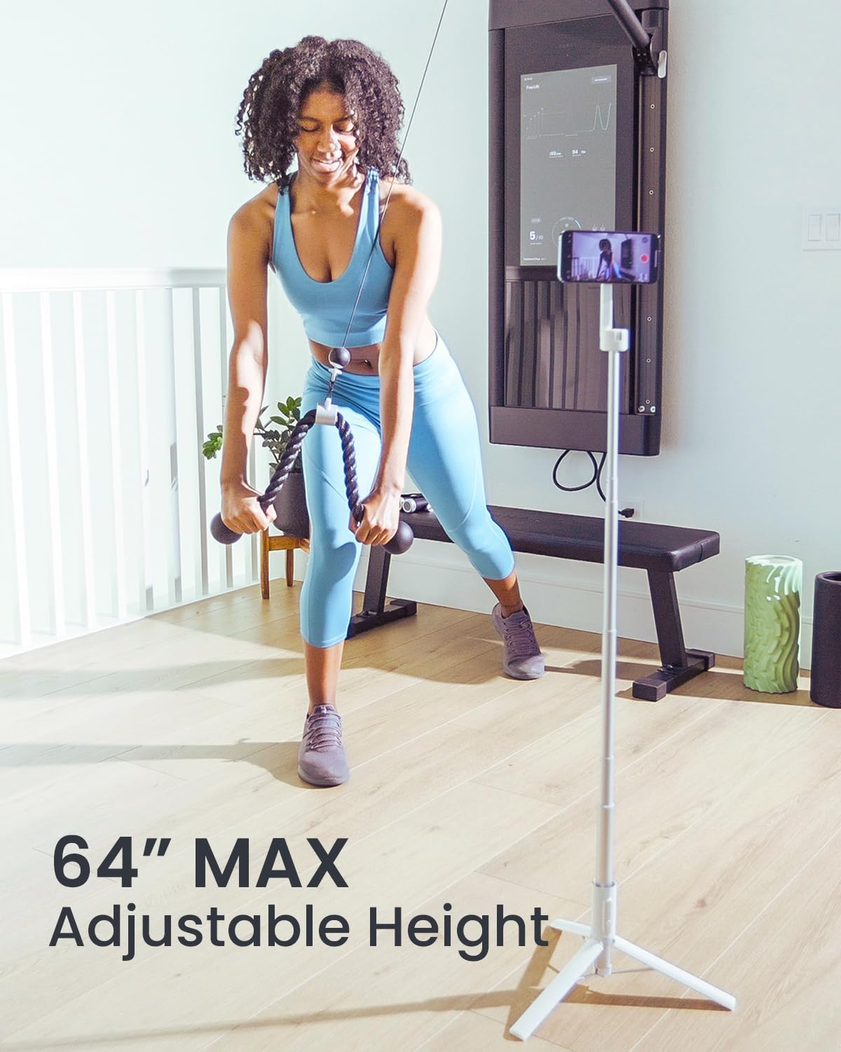 KraftGeek Magnetic Phone Tripod for iPhone, 64" Selfie Stick for Magsafe | N52 Magnetic Mount, Reinforced Aluminum, Portable Cell Phone Tripod Stand with Remote for Travel, Vlogging & Video Recording