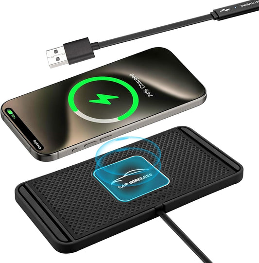 ZPSHYD Wireless Charging Pad for Car Phone Charger Non Slip Fast Charging Pad Compatible with Android iOS Qi Devices (USB Port 30cm Cable)