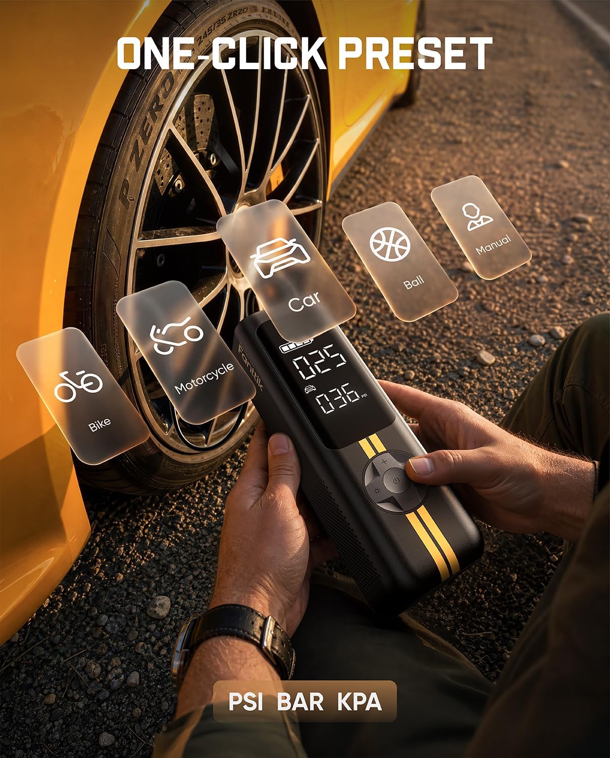 Fanttik X8 APEX Tire Inflator Portable Air Compressor, 1 Min Fast Inflation | 150PSI Cordless Tire Inflator with LED Dual Screen, Handed Inflator for MPV, Car, Bike, Motorcycle, Up to 26.3″ Tires