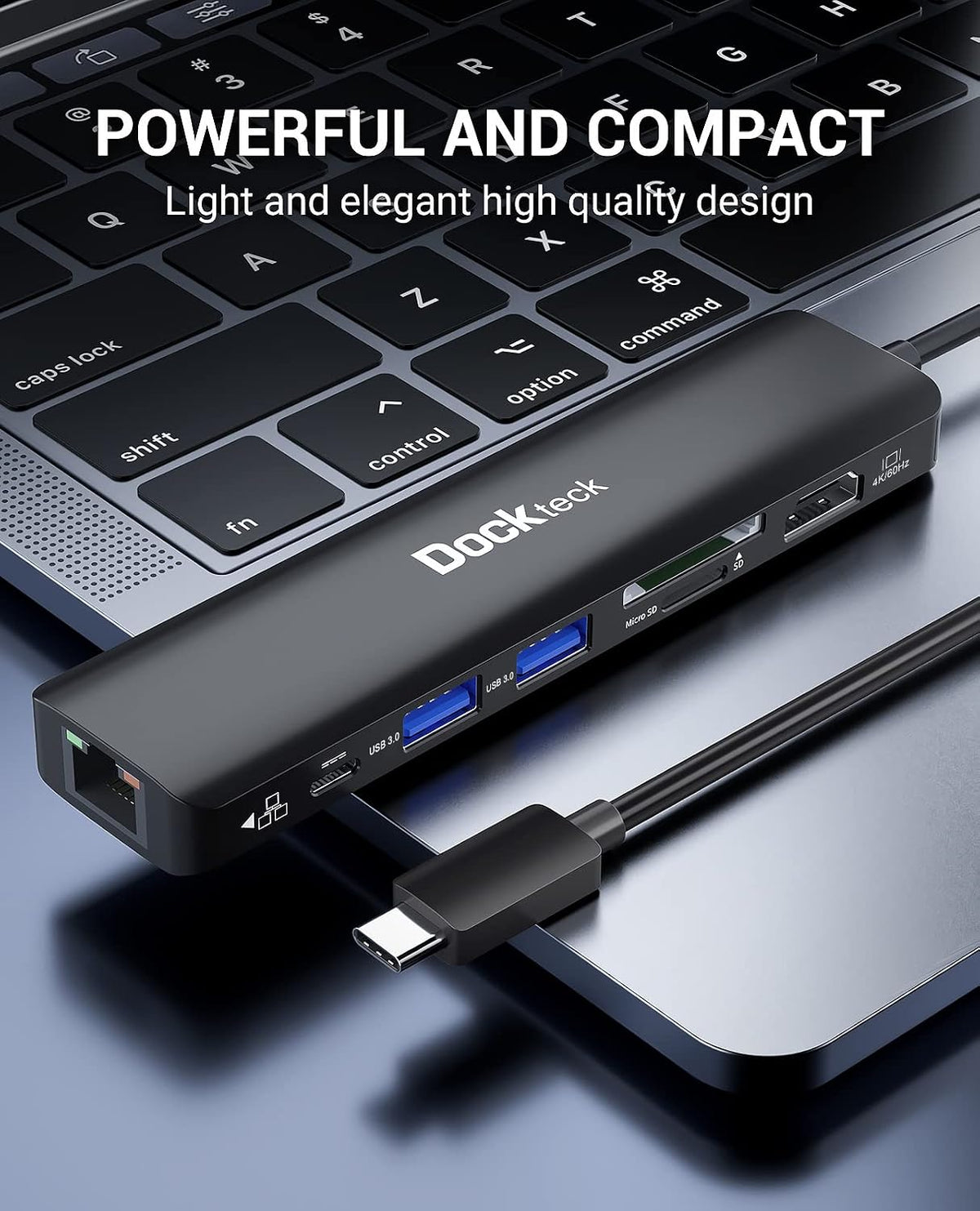 USB C Hub Dockteck 7-in-1 USB-C Multiport Adapter with 4K 60Hz HDMI