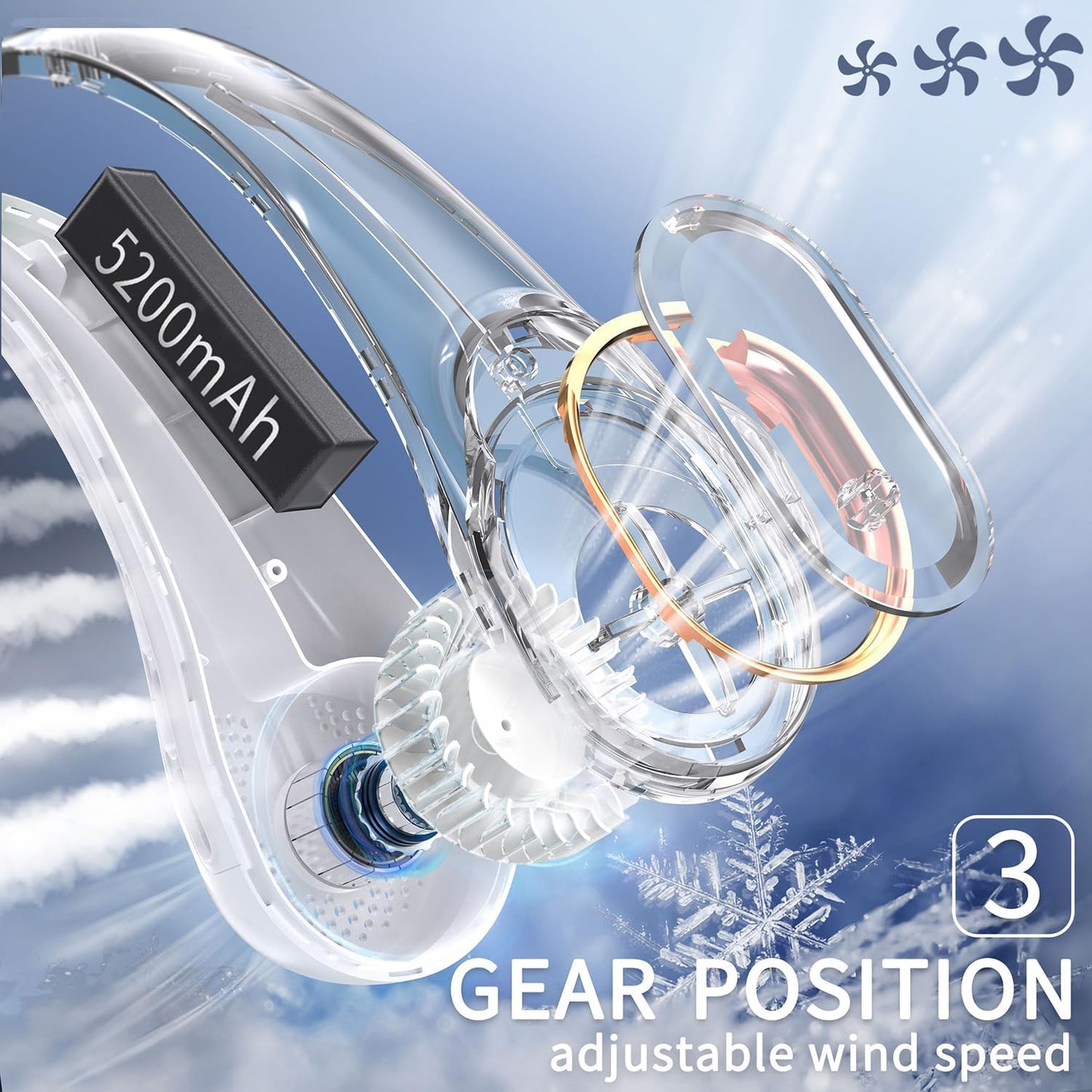 FrSara Neck Fan, Portable Personal Fan Strong Wind, 4000mAh, 360° Cooling | Air Volume, No Hair Twisting, Air Volume On 2 Sides, Non-Slip, Quick Charge, Long Use Time, Birthday Gift for Women, Dad, Men
