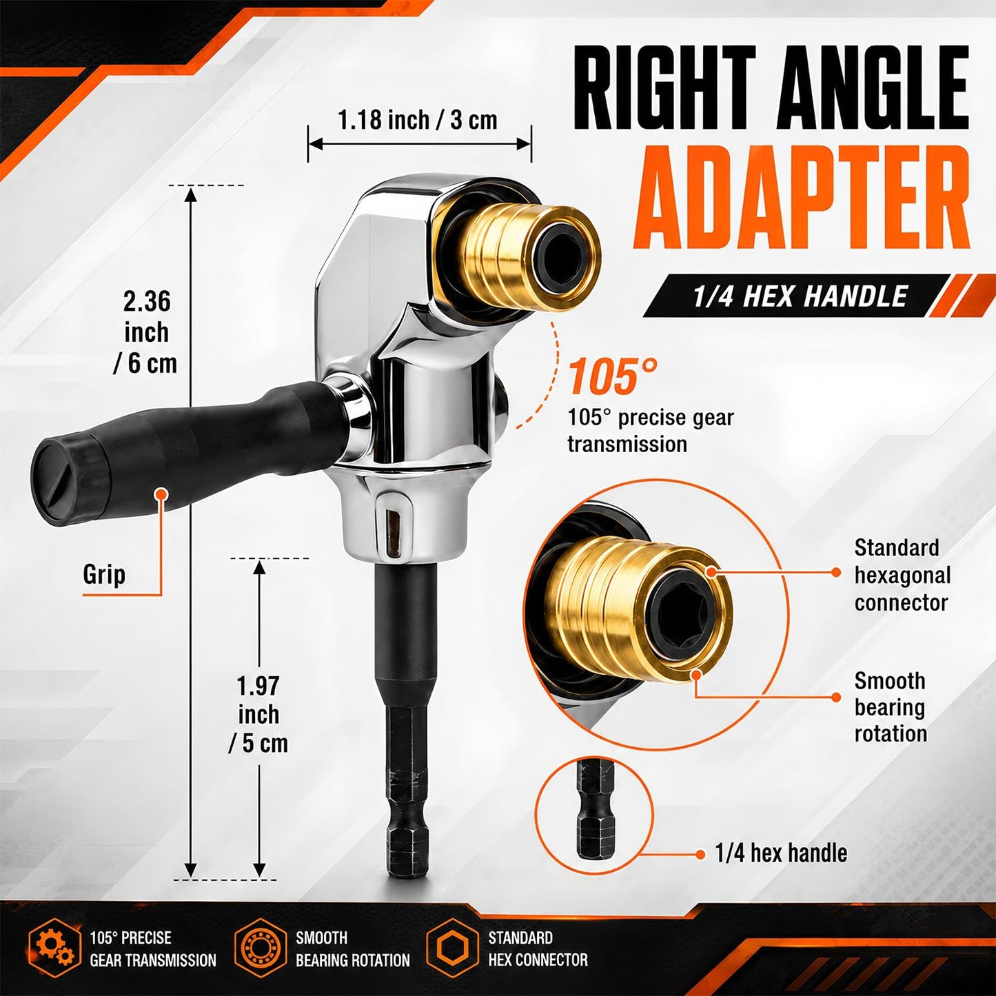 39PCS Flexible Drill Bit Extension Set | Includes 105° Right Angle Adapter, 4-12mm Metric Sockets, Screwdriver Bits, Double Head Drive with Storage Case