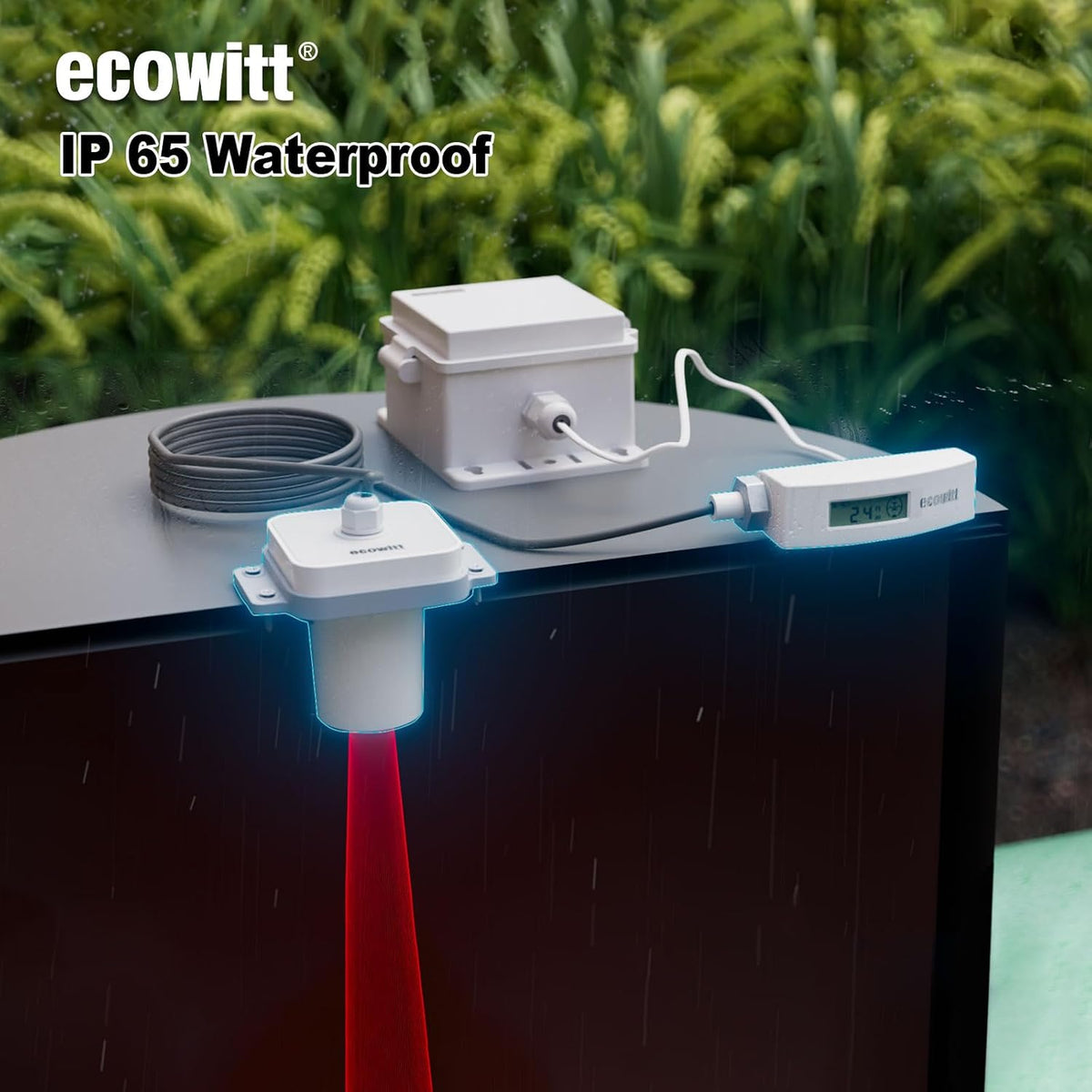 ECOWITT LDS01 Laser Distance Measuring Meter for Water Level, Snow Depth Measurement, Class 1, 915 MHz