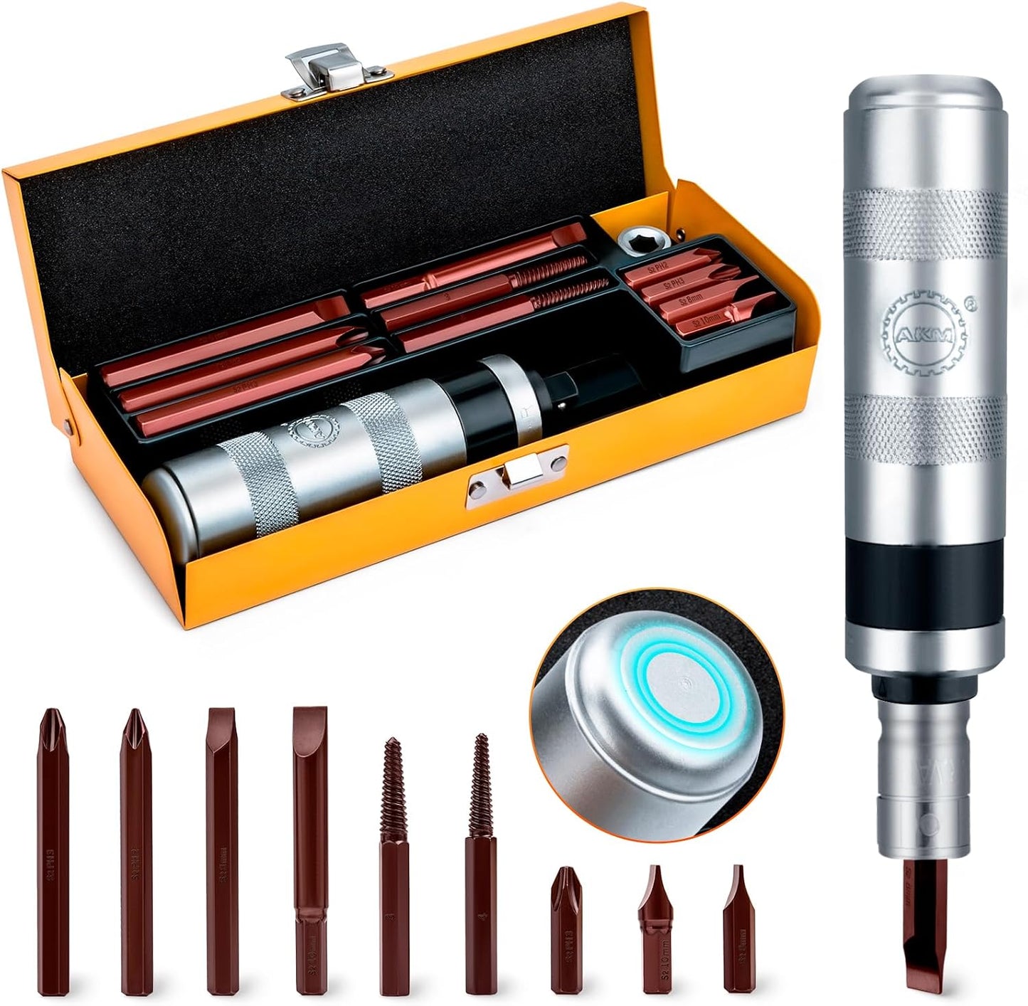 Hand Manual Reversible Impact Driver Set Extractor Impact Screwdriver S2 Steel Much More Durable Disengage Rusted Fasteners or Frozen Bolts (1/4" Driver)
