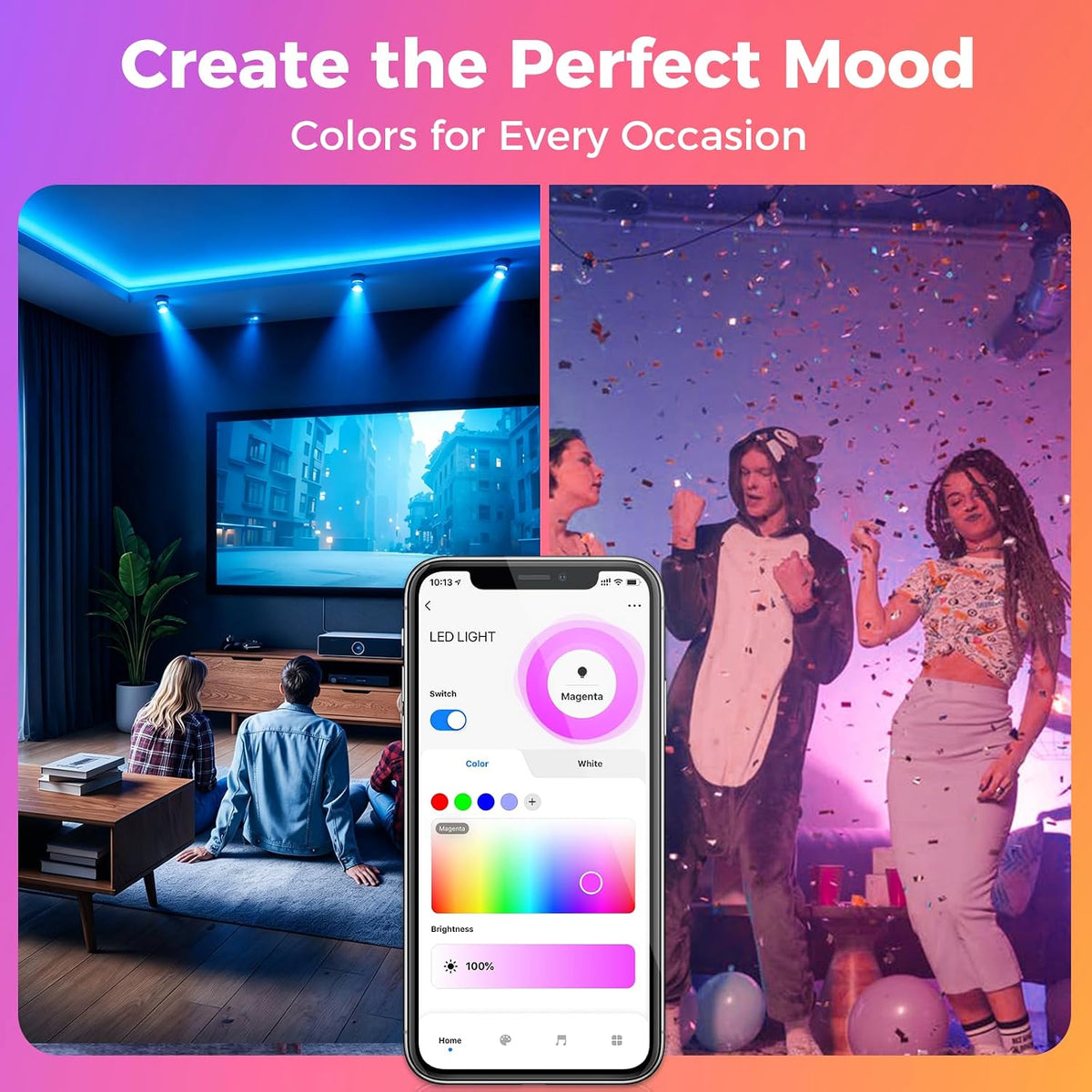 DiCUNO GU10 Smart LED Bulb, Color Changing, 50W Equivalent, 450LM, 4-Pack