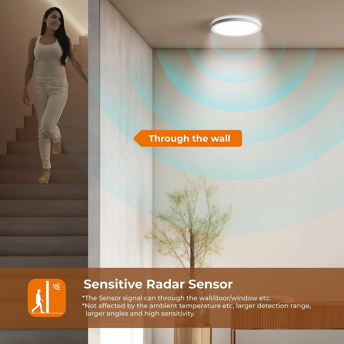 Matane Dimmable Motion Sensor LED Ceiling Light with Remote, Wired 9 Inch Flush Mount 3000K 4000K 5000K, 1800LM Motion Sensor Light Indoor for Closet Hallway Laundry Stairs White New Version