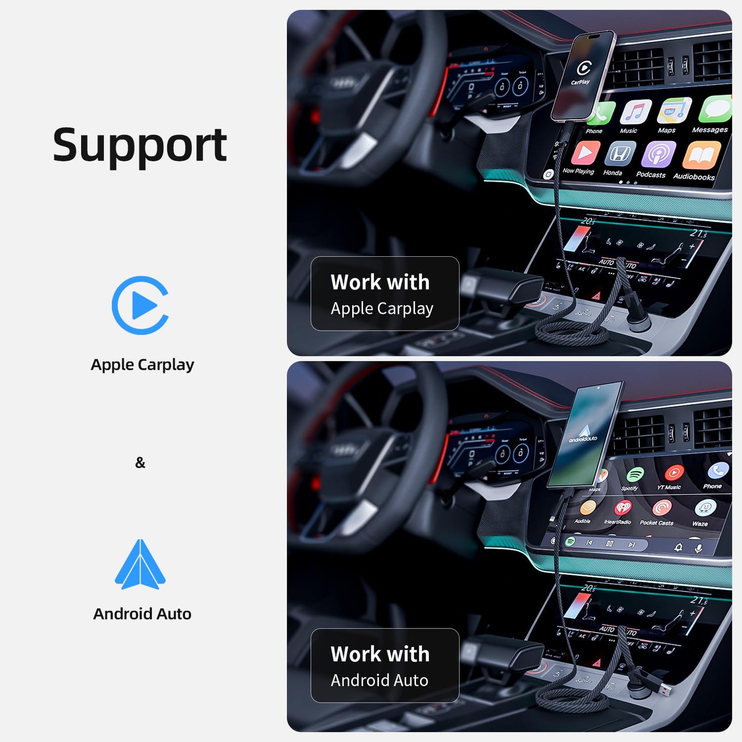 4 in 1 Multi Charging Cable Fast Charging 65W, USB C Cable with E-Mark Chip | Multiple iPhone Charger Cord for iPhone 17-12/Pad/Android/Tablets and More, Carplay Cable, Travel Essentials - 4FT