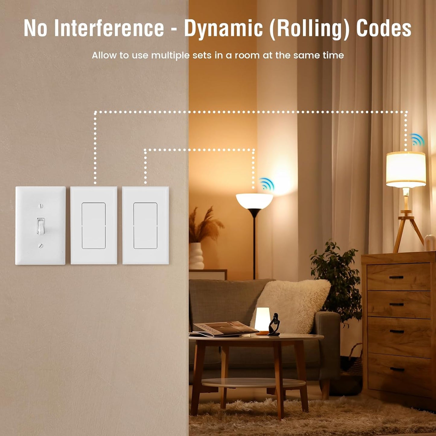 SURAIELEC Wireless Wall Switch Remote Control Outlet, 100 ft RF Range | Plug & Play, No Wiring Needed, Expandable Remote Light Switch Kit for Plug-in Pendant Light, Lamp, Small Electrical Appliance