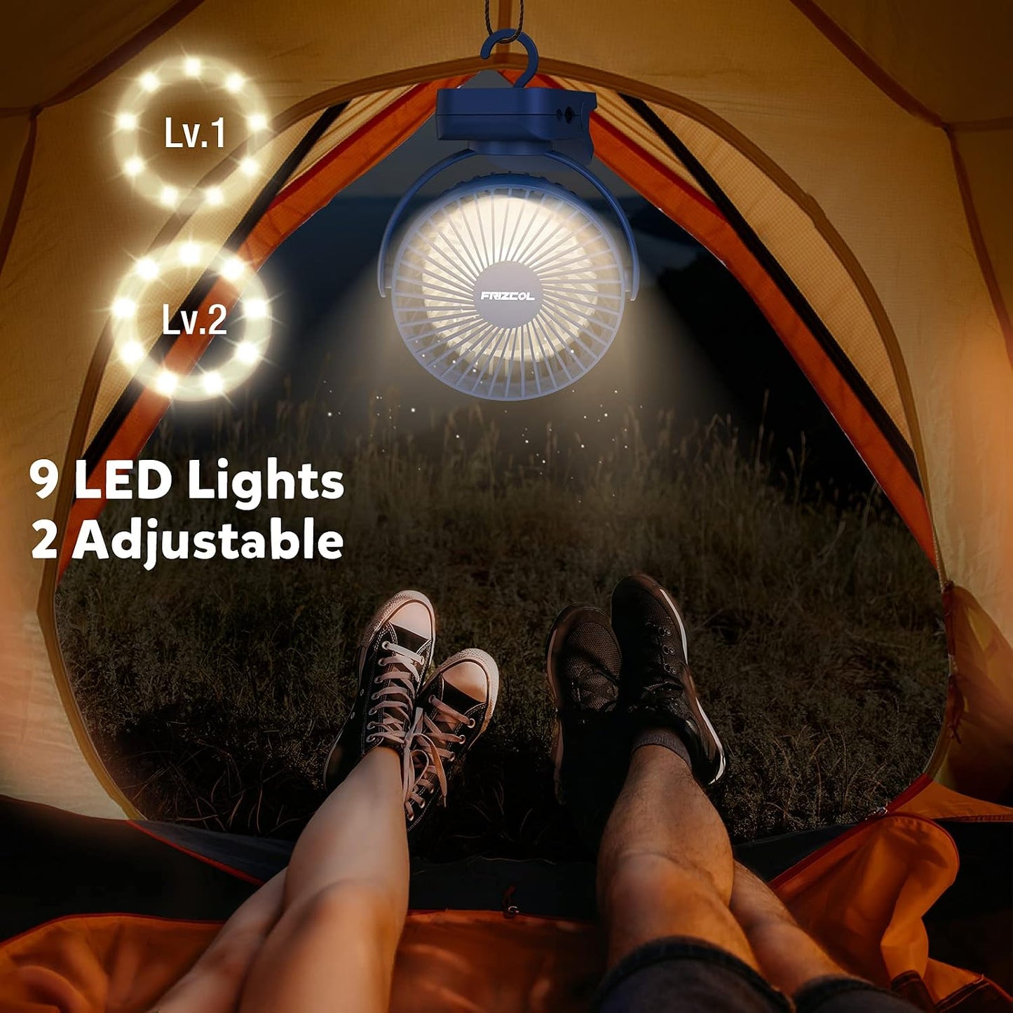 Clip on Fan, 65H Working Time Rechargeable Fan with LED Lights/Remote/Hooks | 12000mAh Battery Powered Fan with Strong Clamp, Small Desk Fan Mini Fans for Tents Travel Outdoor Camping Golf Cart Stroller