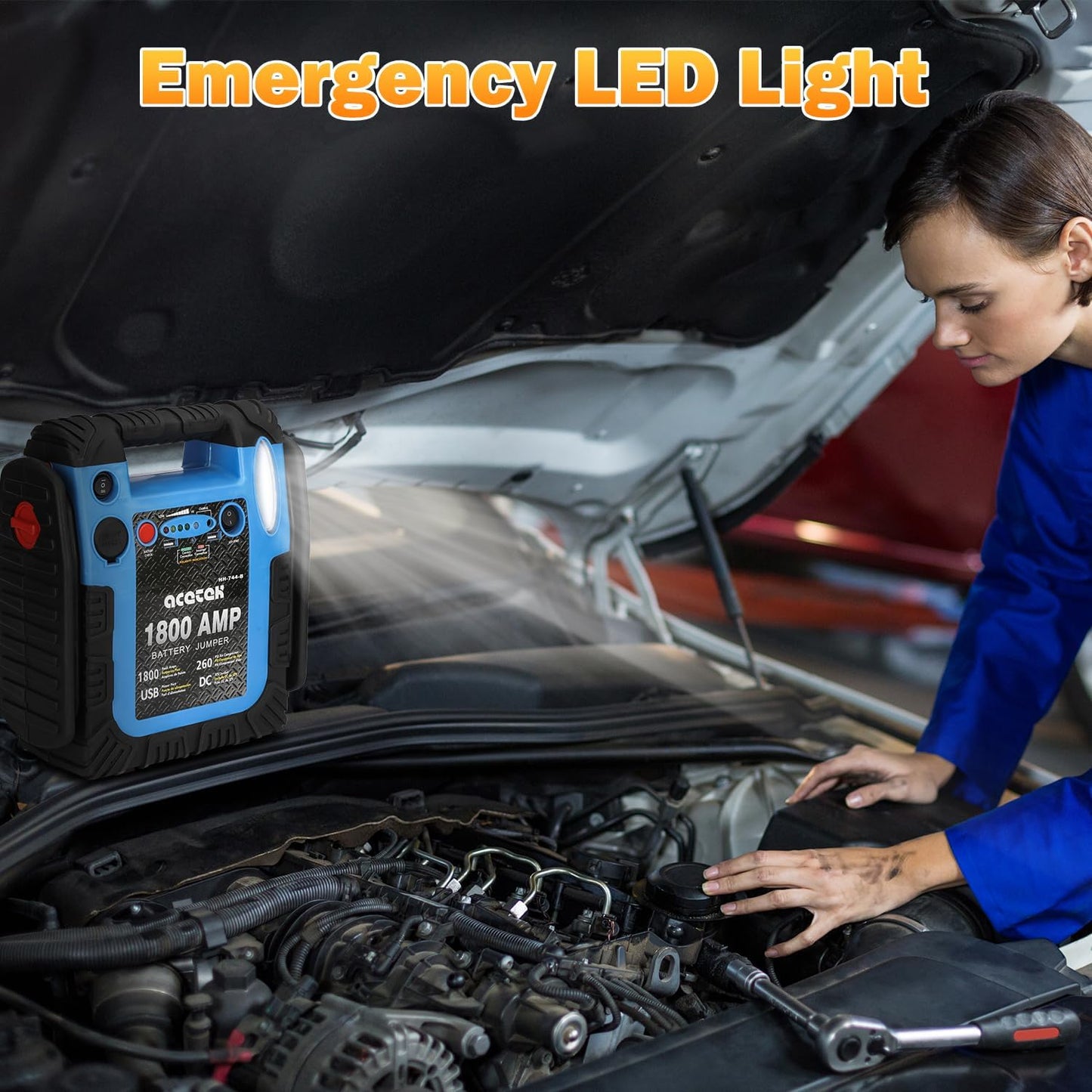 1800 Amp Jump Starter with Air Compressor, acetek Car Battery Jump Starter 260 PSI Tire Inflator, 20000mAh 12V Auto Lead-Acid Battery Booster (Up to 6L Gas or 6L Diesel Engine) with LED Light & USB