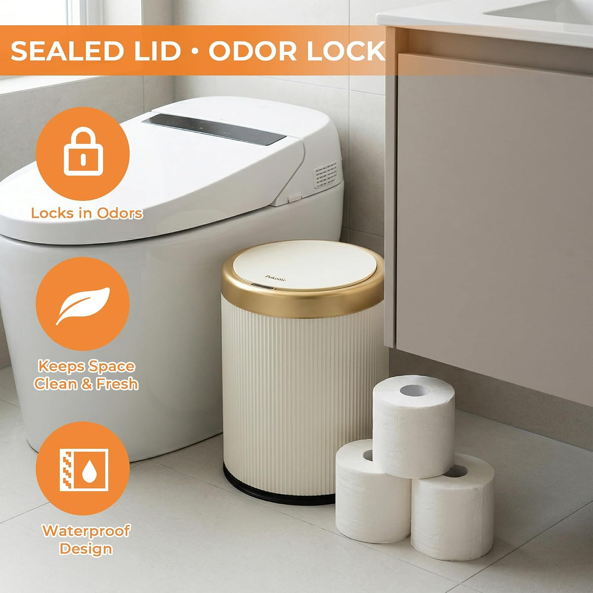 Pukomc Automatic Motion Sensor Trash Can with Lid