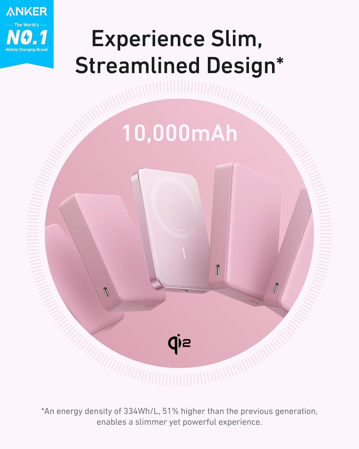 Anker MagGo Power Bank, 10,000mAh Qi2-Certified 15W Portable Charger | Portable, MagSafe compatible, ergonomic design, for iPhone 15/16/17 series, AirPods and more
