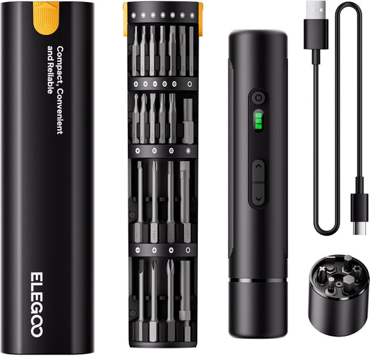 ELEGOO Electric Screwdriver Set with 33 Magnetic Bits and 3 Torque Setting | Max 10 N.m, 1500mAh Rechargeable Cordless Screwdriver, LED Light, Mini Power Screwdriver Tool Kit for 3D Printer, PC, Camera