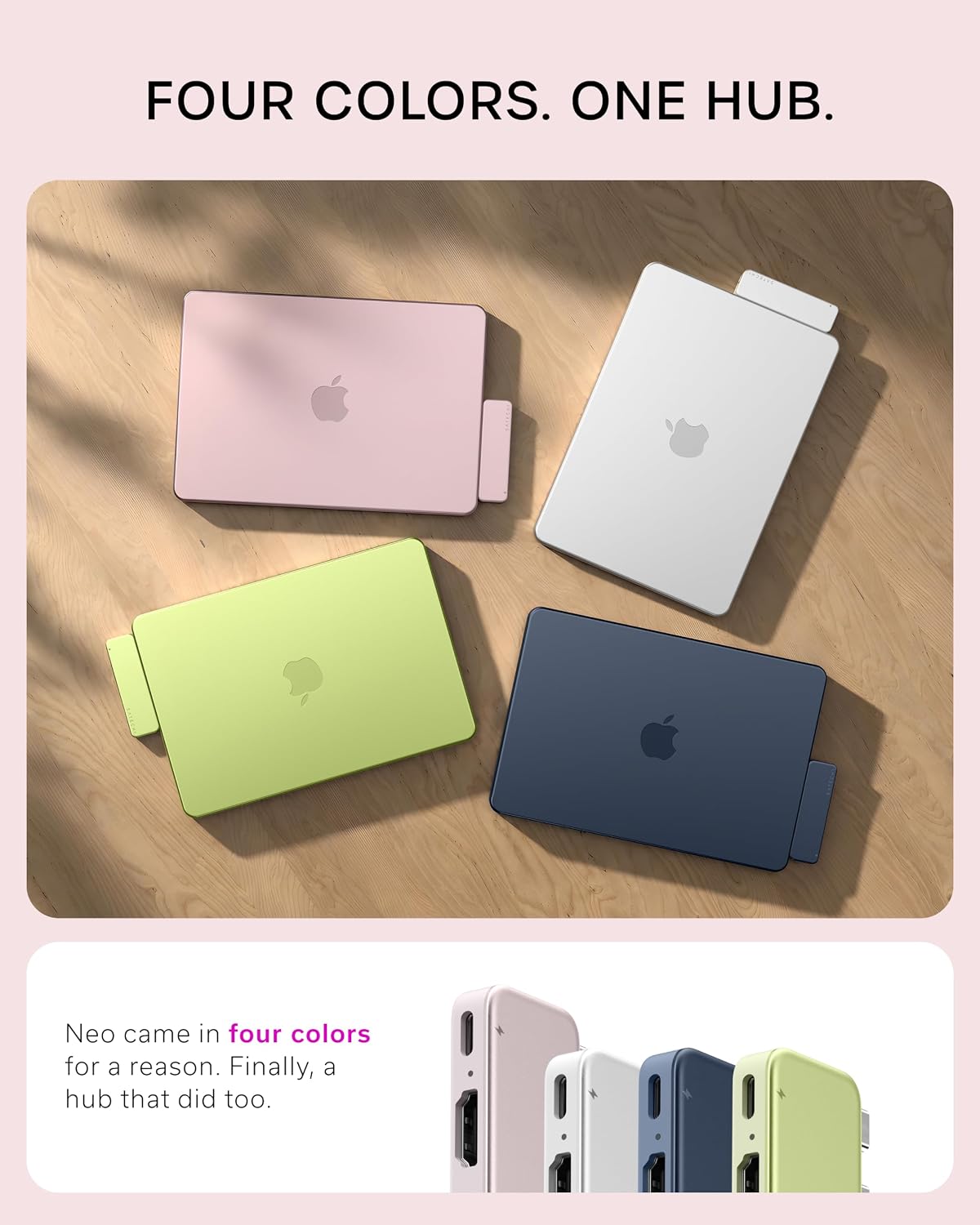 Satechi 6-in-2 USB-C Snap Hub, 4K/60Hz HDMI, for MacBook Neo, Blush