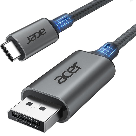 Acer USB C to Display Port Cable 6.6 FT (4K@60HZ 2K@165Hz) for Laptop | Type-C to DP Cord(Sturdy Aluminum, Plug & Play) Thunderbolt 3/4/5 Compatible with MacBook Pro/Air, iPhone 17 Pro/Max, Surface