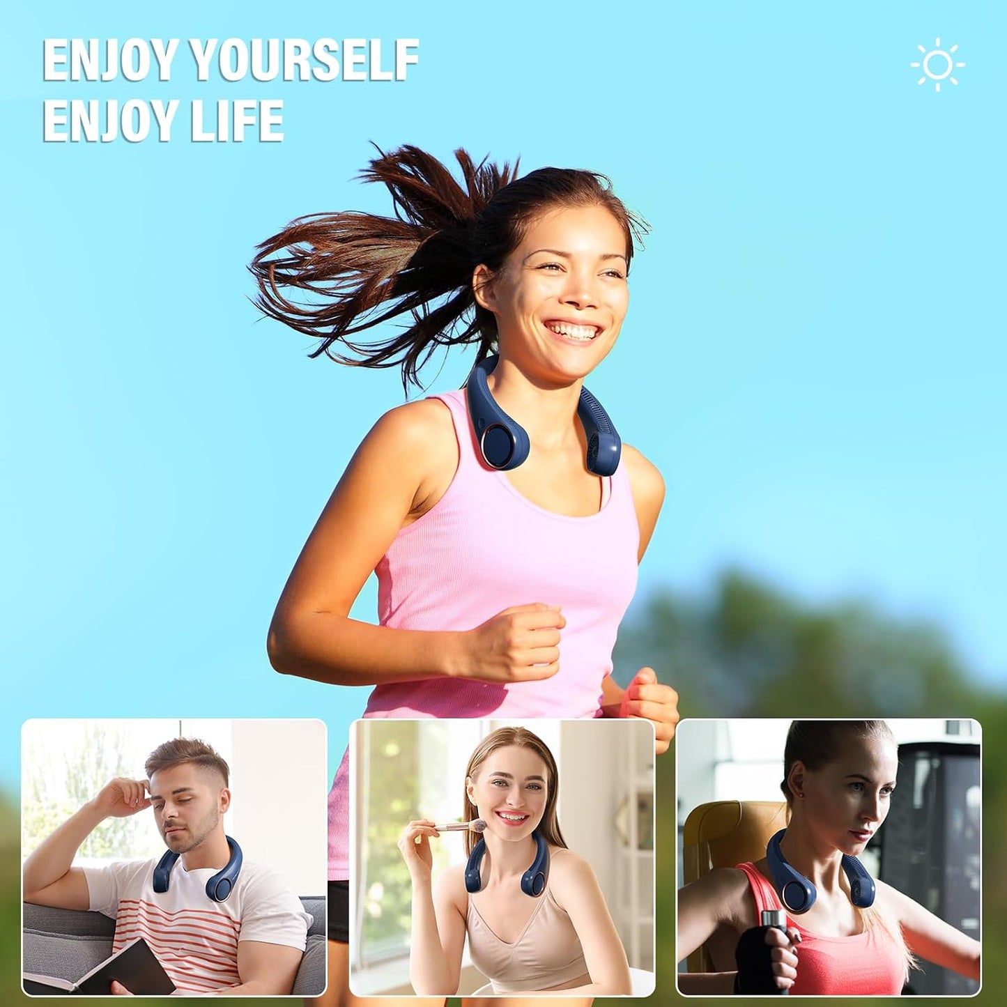 Morelax Neck Fan, USB Rechargeable Personal Fan,Hand Free Bladeless Portable Fans,4000 mAh, 3 Speeds,72 Air Faster softer 360° Cooling, Ultra Quiet,Gift Suitable for Home, Office, Travel, Sports