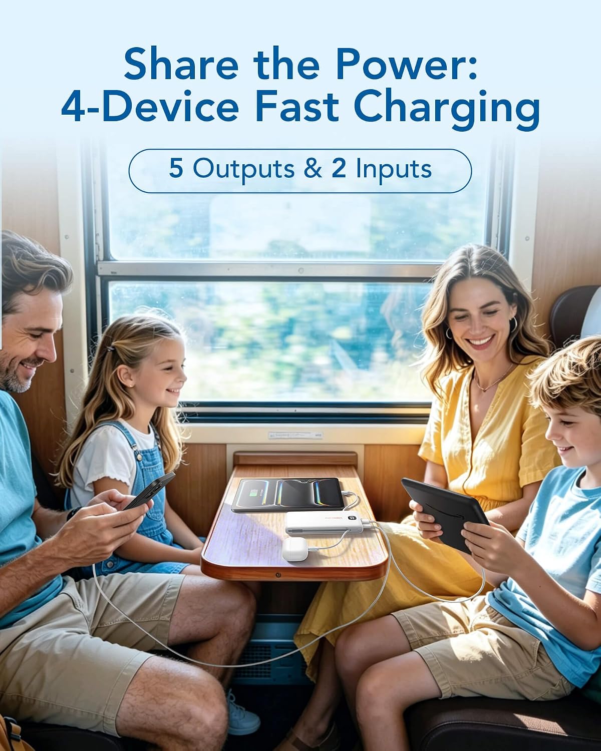 VEEKTOMX Portable Charger with Built-in Cables and AC Wall Plug, 10000mAh | Pocket-Size Travel Power Bank with USB-C and Micro-USB Cables for up to 4 Devices Including iPhone, iPad, Samsung and Kindle