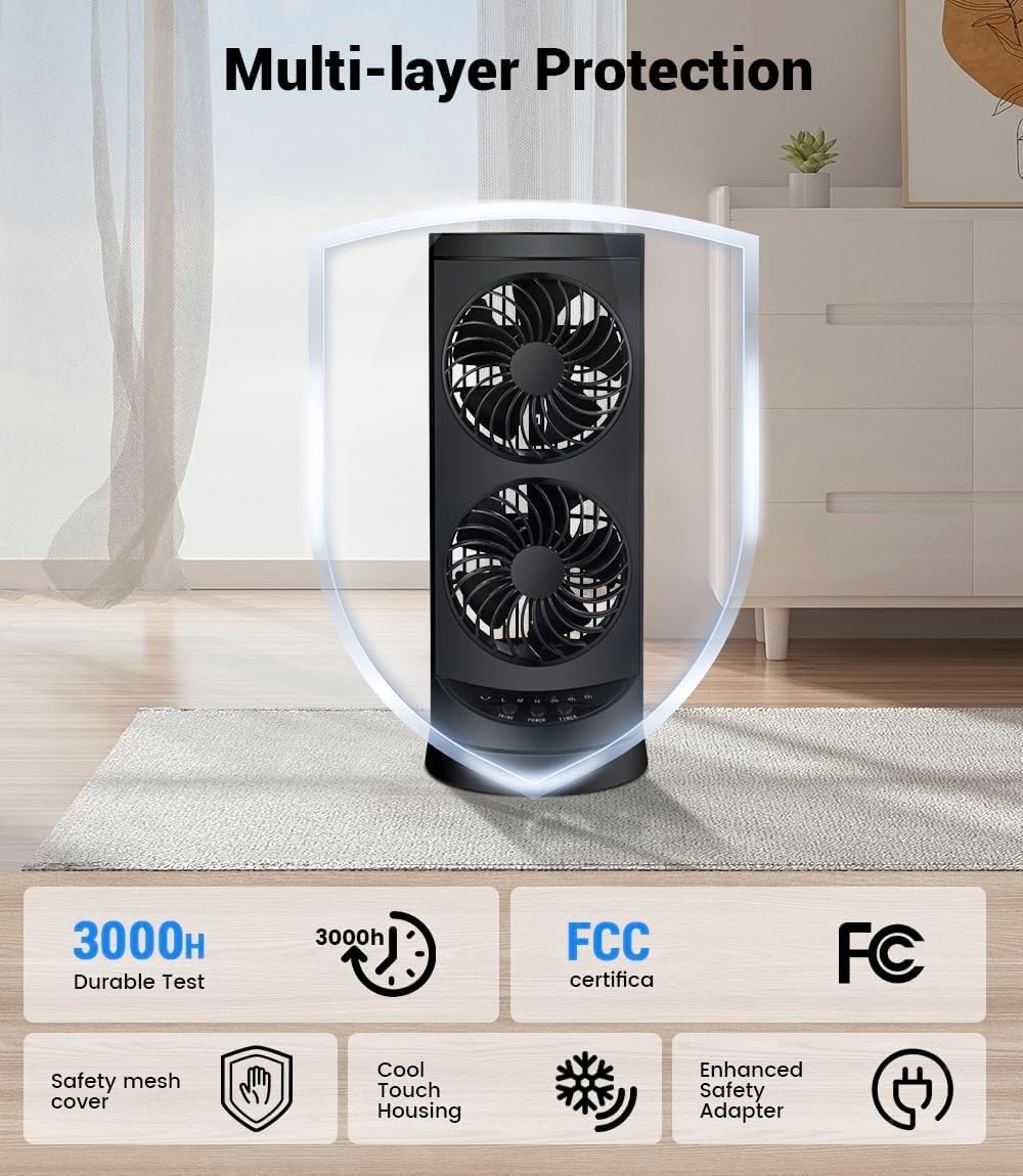 Personal Tower Cooling Fans that Blow Cold Air,25dB Quiet Fan with 24ft/s | Standing Small Desk Fan with 3 Speeds & Timer, 60° & 110° Oscillating Table Fan, Electric Floor Fan for Bedroom, Home