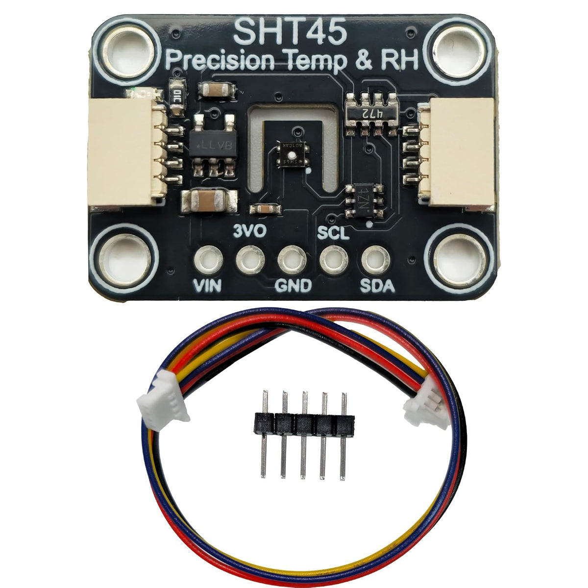 2PCS SHT45 PTFE Membrane Precision Temperature Humidity Sensor Module, 0.1°C Precision, I2C Interface,Temp/RH, Breakout Board for Arduino ESP32