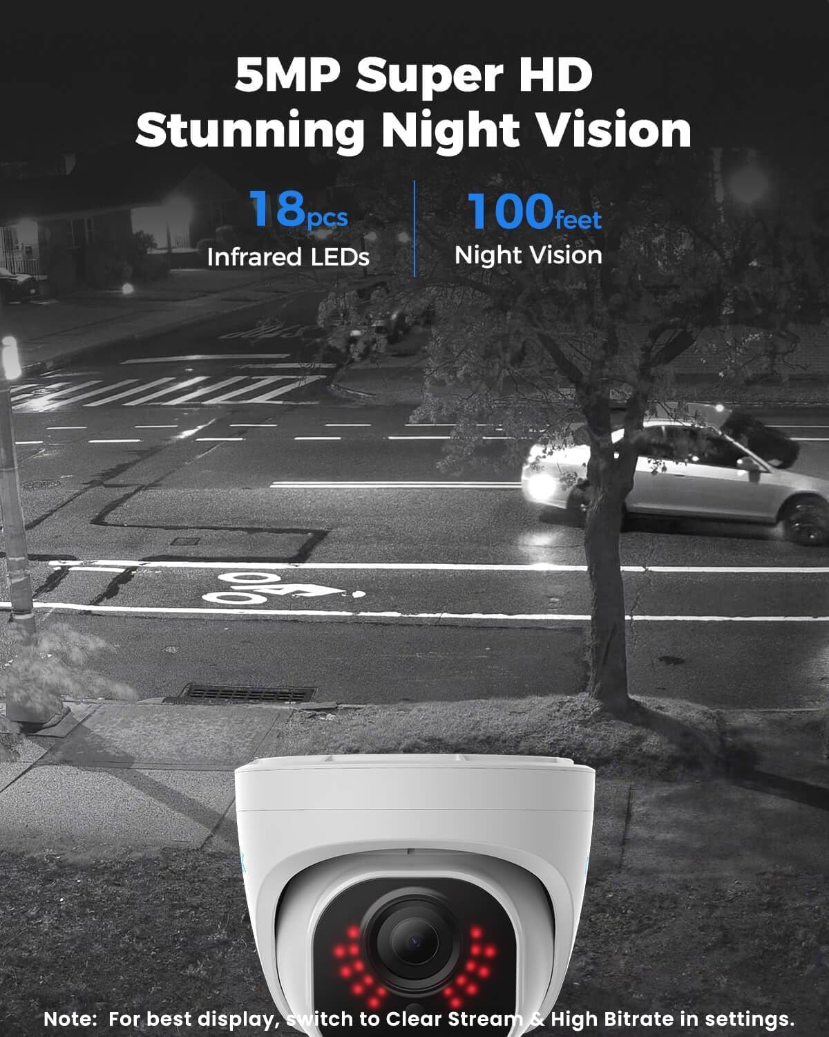 REOLINK RLC-520A 5MP PoE Security Camera, Outdoor Dome with IR Night Vision | Smart Human/Vehicle/Animal Detection,100ft HD IR Night Vision, Work with Smart Home, Up to 512GB microSD Card, Time-Lapse