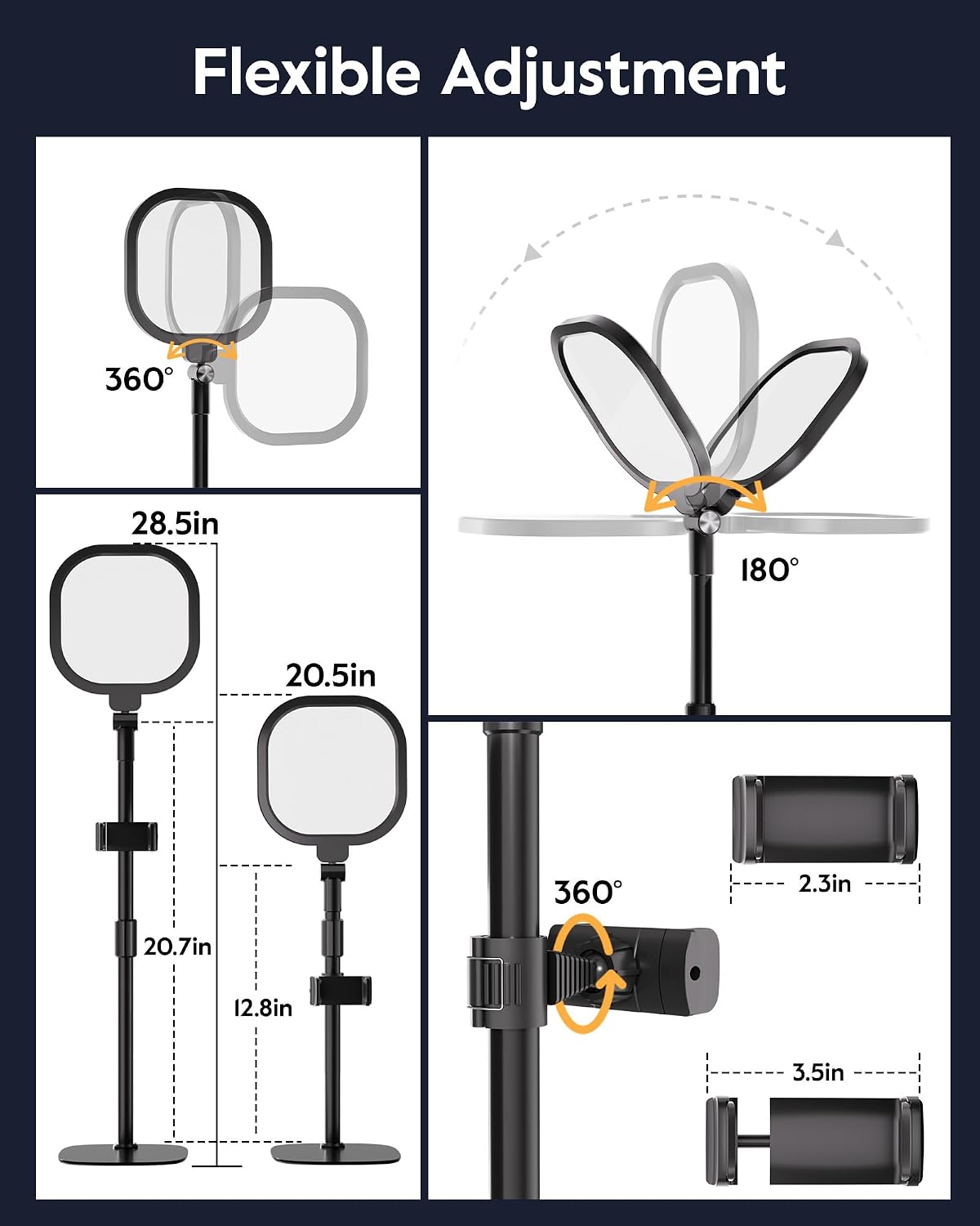 LitONES Video Conference Lighting for Zoom Meeting, Ring Light for Desk with Flexible Stand, 30 Light Modes Ring Light for Computer, Video Lights & Memory Func for Video Calls, Live Stream, Webcam
