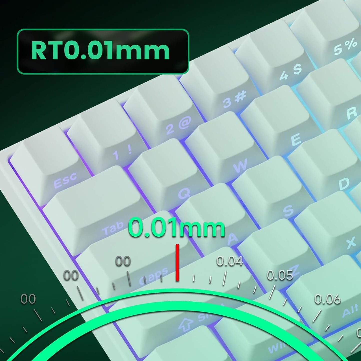 MONSGEEK FUN60 Pro Rapid Trigger Gaming Keyboard 16k Scan Rate SP Magnetic Switch HE Keyboard Wired 60% White Shine-Through (Glare Magnetic Switch)