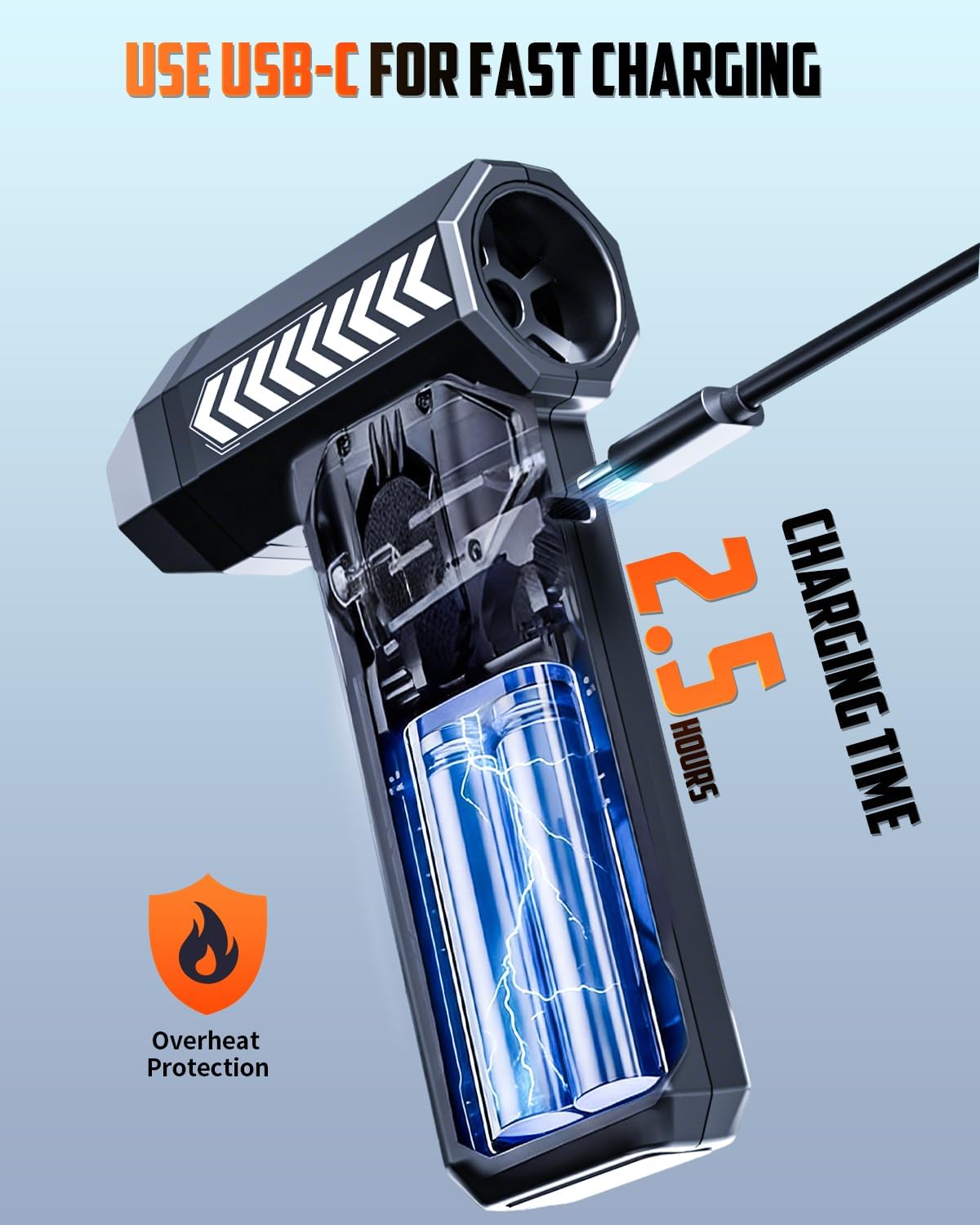 Compressed Air Duster, 150,000RPM 4-Gear Adjustable Super Power Air Blower Electric Air Duster with LED Light,One-tap Booster with 8000mAh Rechargeable Battery for PC, Keyboard, Car, Home Cleaning