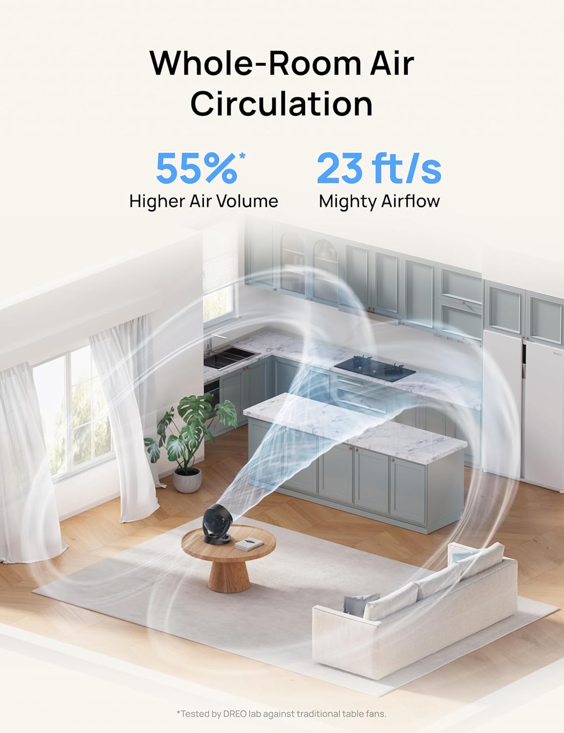 DREO Fan for Bedroom, 12 Inches, 70ft Powerful Airflow, 25db Quiet Table Air Circulator Fans for Whole Room, 120° Adjustable Tilt, 3 Speeds, Desktop Fan for Home, Office, Kitchen