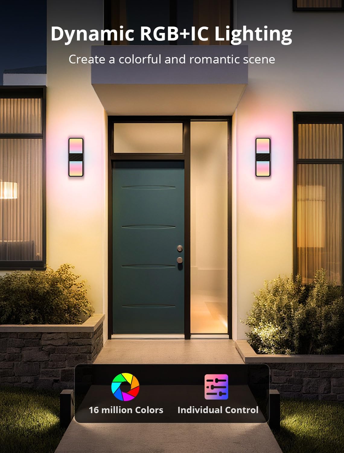 Smart Outdoor Wall Light, RGBCW Porch Light, IP65 Waterproof 1Pack