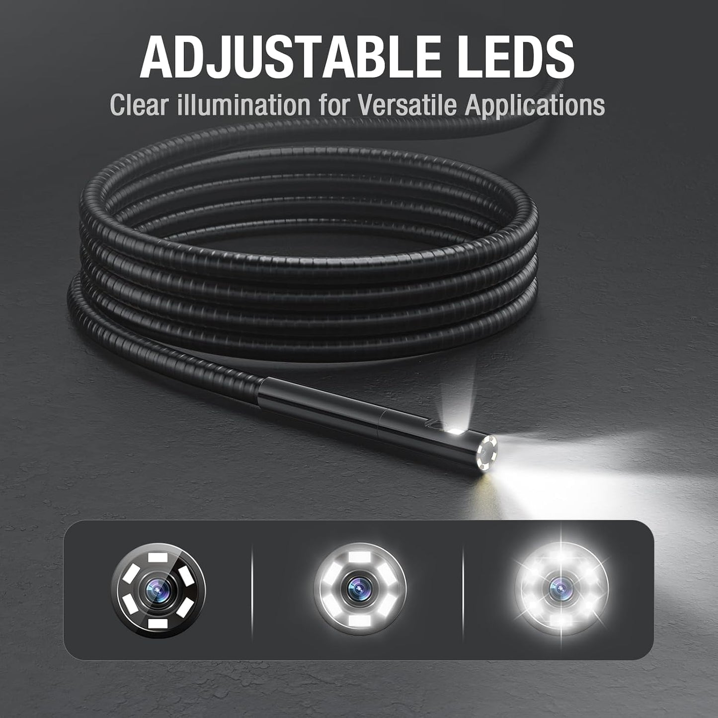 Teslong 5'' Dual Lens Borescope Camera for Wall & Engine Inspection | IPS Screen 16.5FT Cable Industrial Endoscope with 7 LEDs, Waterproof Fiber Optic Snake Scope for Automotive, HVAC, Plumbing