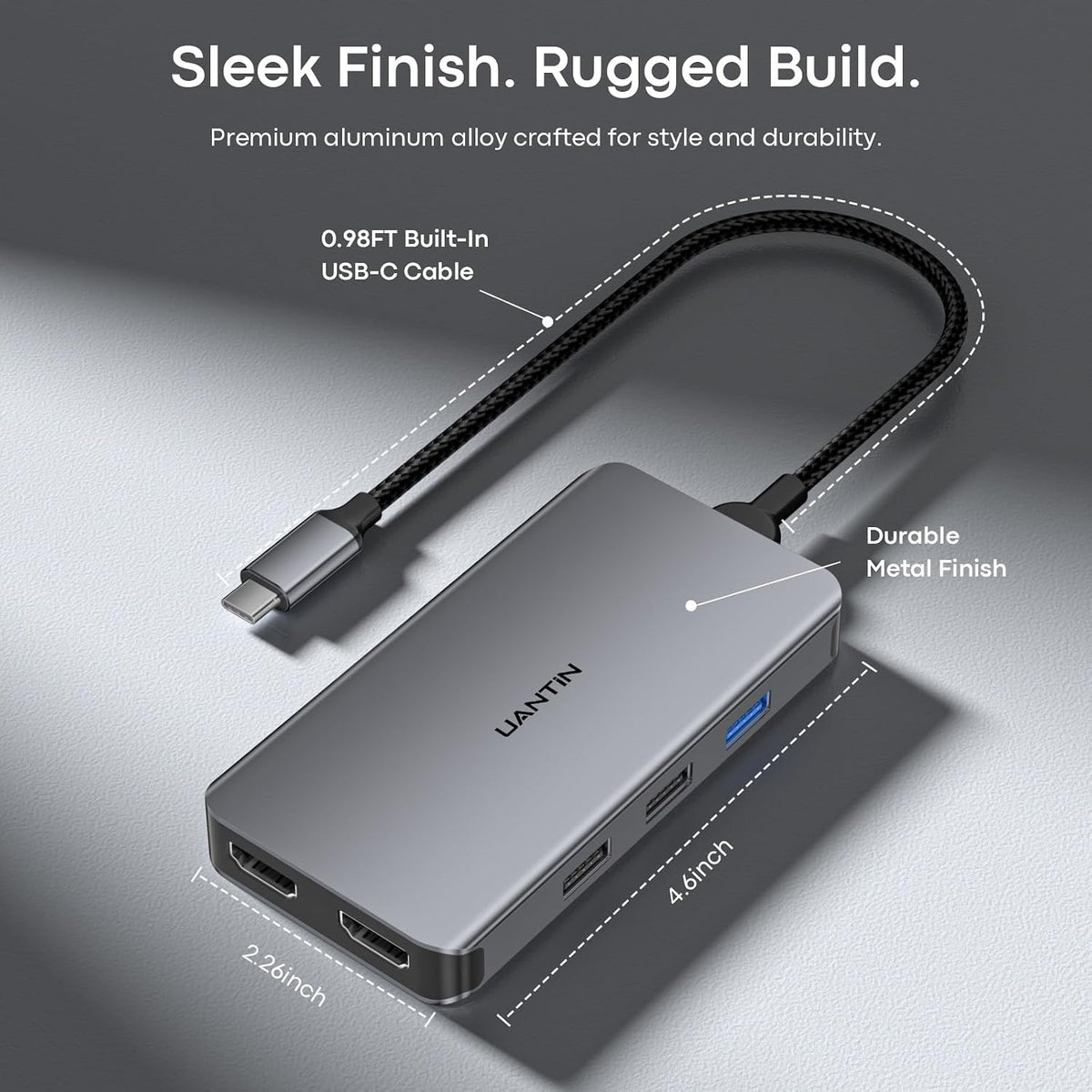 UANTIN USB C Docking Station Dual Monitor for Laptop, 10-in-1 Dock HDMI Hub