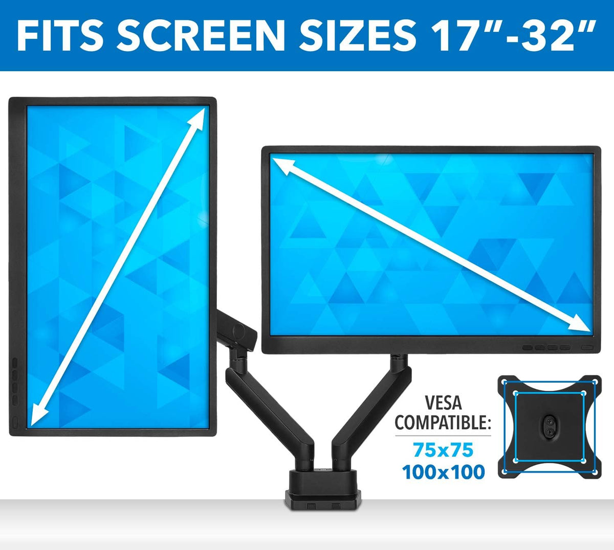Mount-It! Dual Monitor Arm Desk Stand, 24-32" Screens