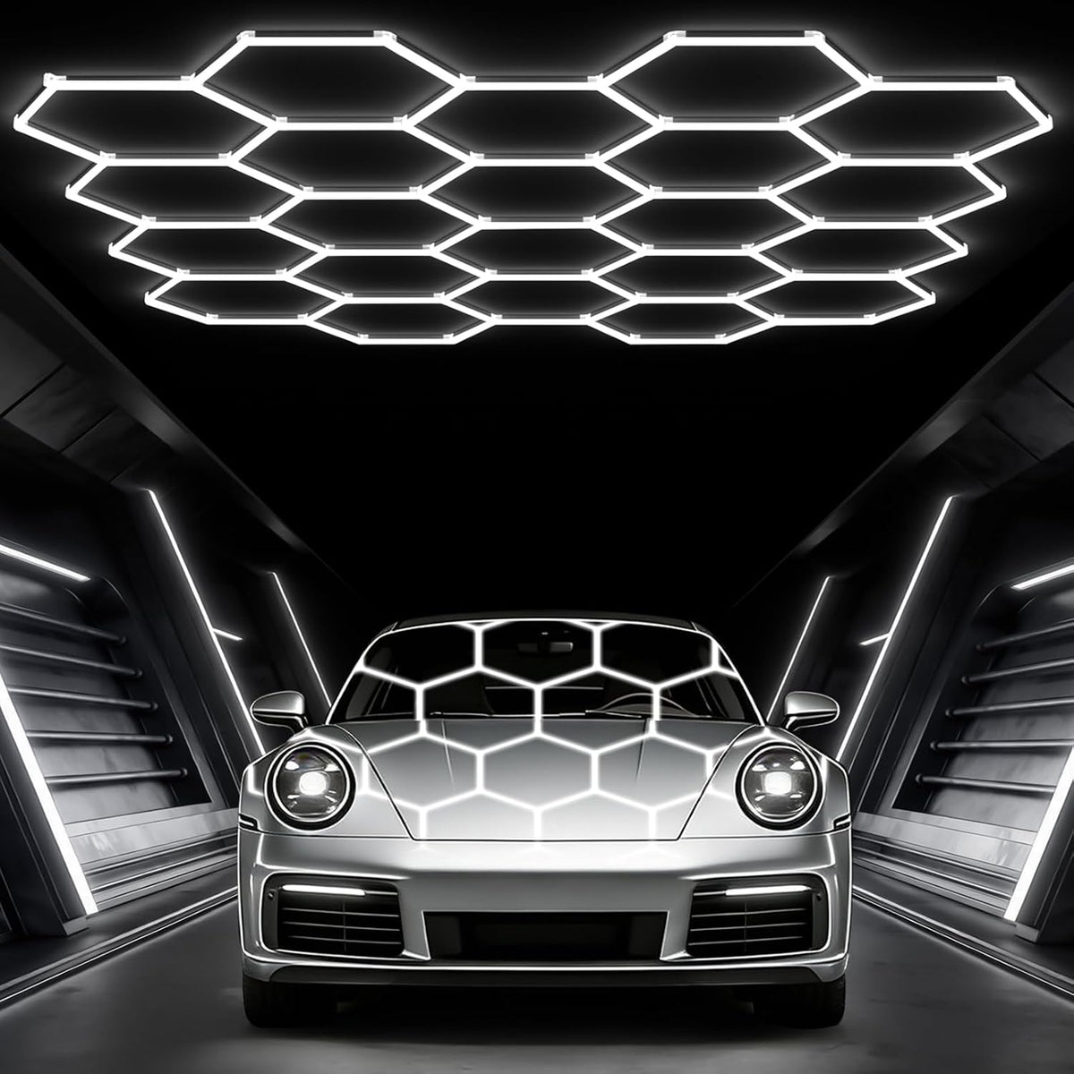 Glitgate LED Hexagon Lights, 22-Grid 581W 63,910LM 6500K 110LM/W, 100-240V
