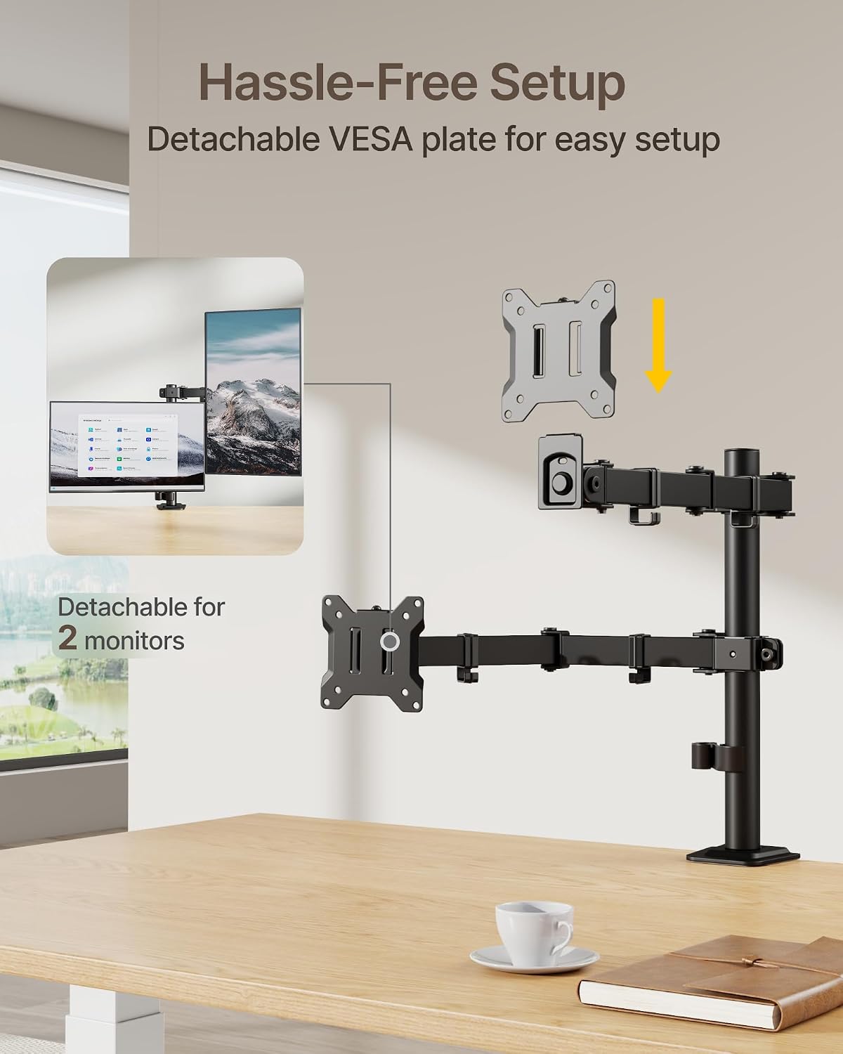 monTEK Dual Monitor Stand for 17-32" Screens, 22 lbs Each