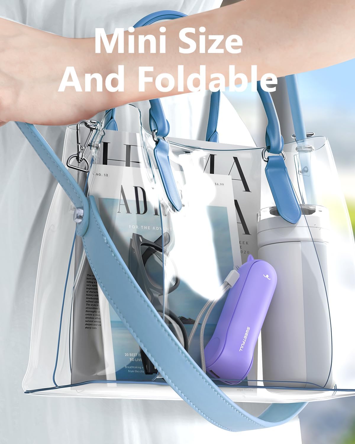 SWEETFULL Portable Misting Fan, Handheld Personal Mister, Rechargeable Mini Spray Water Mist, for Kids Women Travel, Outdoors, Hiking, Camping, Home Office (Purple)