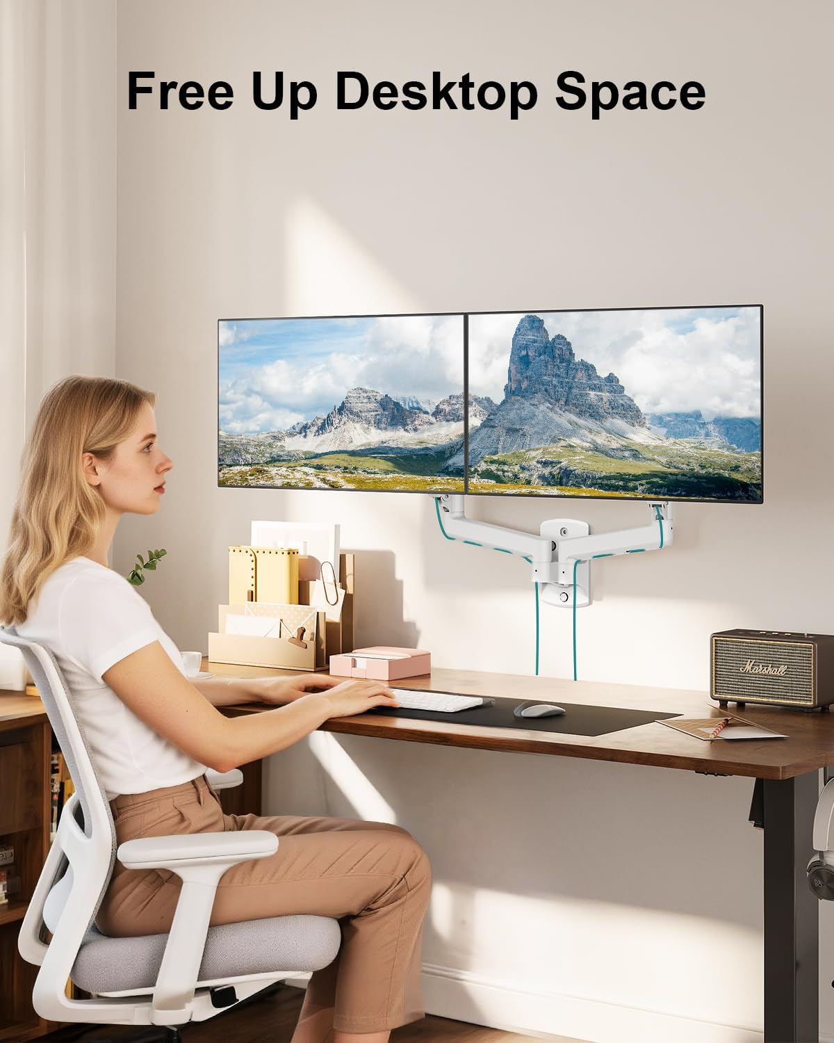 MOUNT PRO Dual Monitor Wall Mount for Max 32" Screens, Up to 19.8lbs Each
