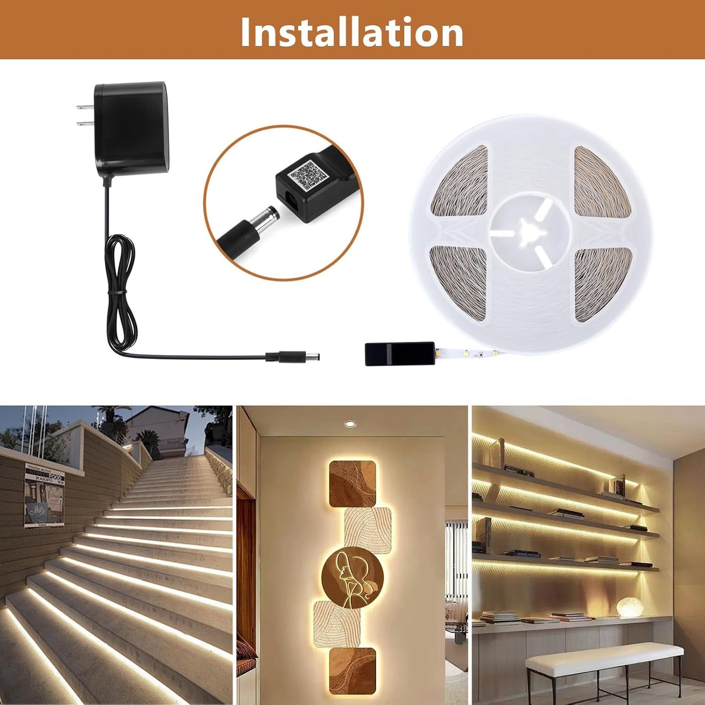 Wefomey White LED Strip Lights, 100ft Dimmable Bright 24V Led Tape Light with Remote and App Control, 2700K-6500K White 1440 LEDs Lights for Bedroom, Kitchen, Ceiling (1 Rolls of 100ft)
