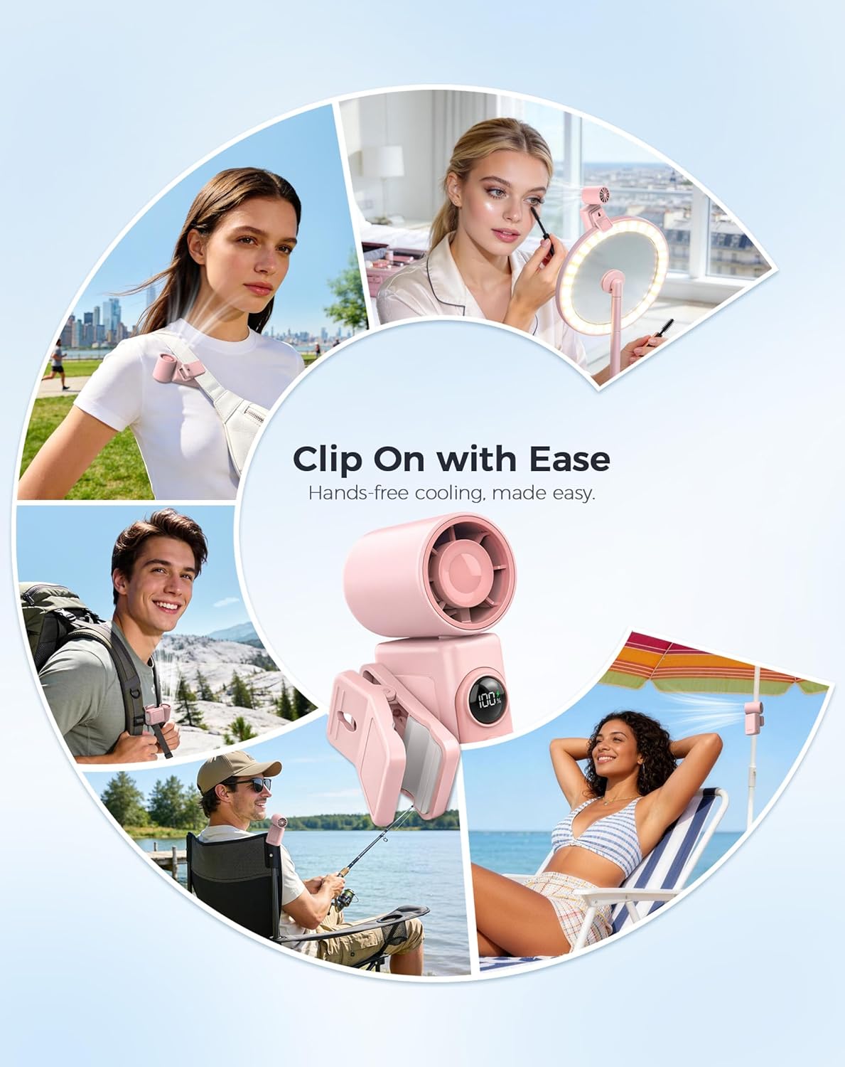 Hotsales Clip-On Portable Fan for Strollers, Handheld Turbo Fan for Travel | Small But Mighty Mini Fan, Detachable 360° Rotating Clip, LED Display, Rechargeable, Summer Outings, Gifts For Women And Men