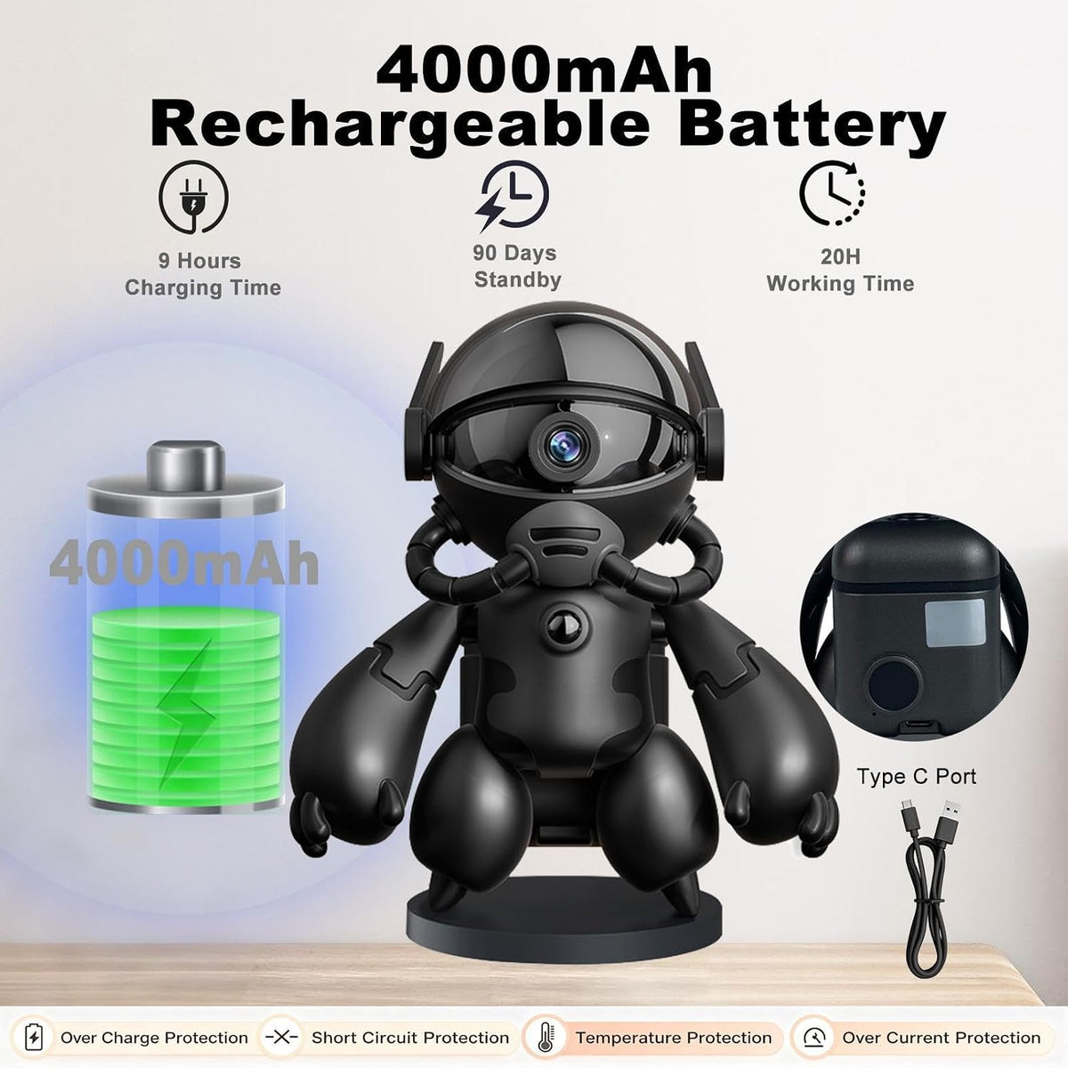 2K Indoor Camera Robot, 5G/2.4G WiFi Indoor Cameras for Baby Pet Monitor